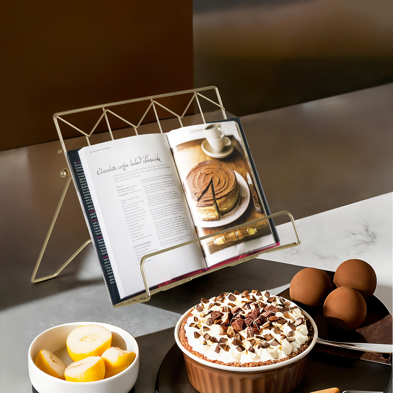 Contour Matte Gold Finish Cookbook Stand