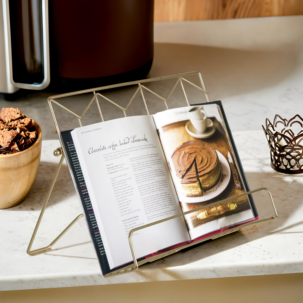 Contour Matte Gold Finish Cookbook Stand