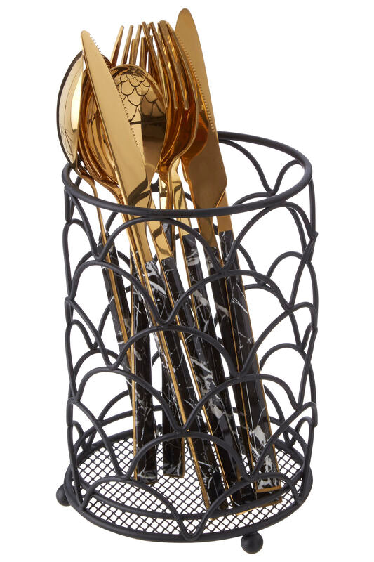 Black Art Deco Utensil Holder