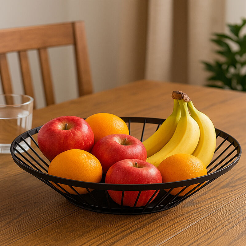 Matt Black Fruit Basket with Flat Base