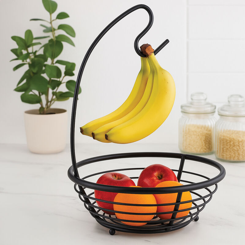 Matt Black Fruit Basket with Banana Hanger