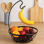 Matt Black Fruit Basket with Banana Hanger