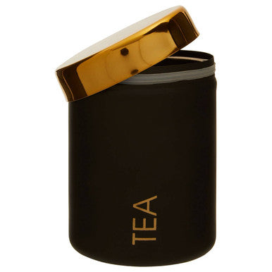 Black Enamel Finish Tea Canister