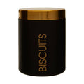 Black Enamel Biscuit Canister with Gold Lid