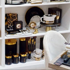 Liberty Black Enamel Pasta Canister With Gold Lid