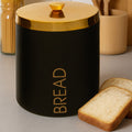 Black & Gold Enamel Bread Bin