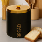 Black & Gold Enamel Bread Bin
