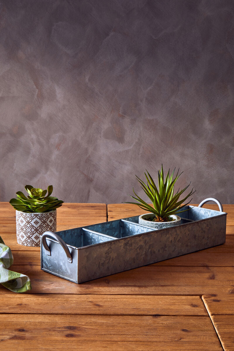 4 Compartment Galvanised Steel Rectangular Tray