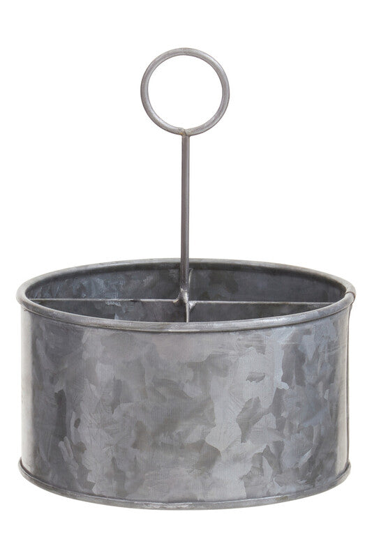 Galvanised Steel 4 Compartment Round Cutlery Caddy
