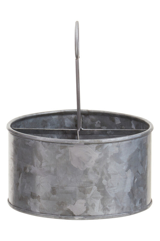 Galvanised Steel 4 Compartment Round Cutlery Caddy
