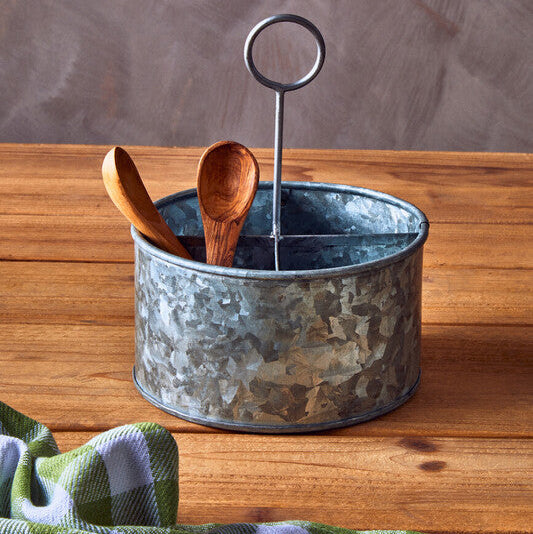 Galvanised Steel 4 Compartment Round Cutlery Caddy