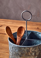 Galvanised Steel 4 Compartment Round Cutlery Caddy