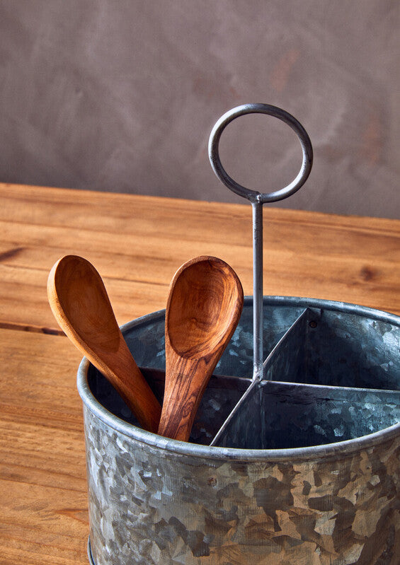 Galvanised Steel 4 Compartment Round Cutlery Caddy