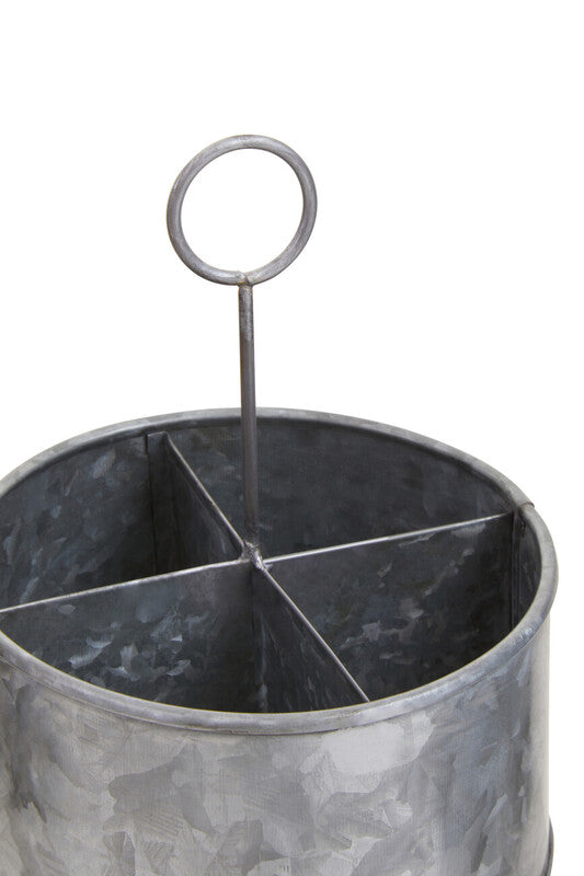 Galvanised Steel 4 Compartment Round Cutlery Caddy