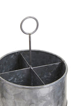 Galvanised Steel 4 Compartment Round Cutlery Caddy