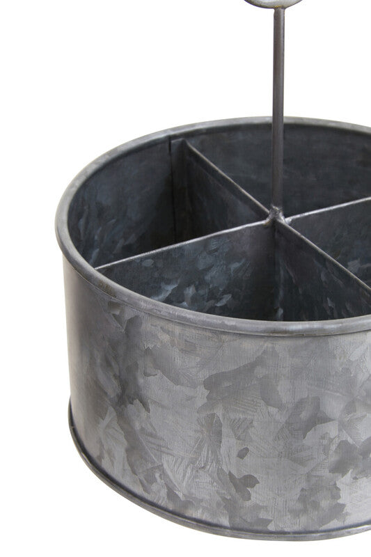 Galvanised Steel 4 Compartment Round Cutlery Caddy