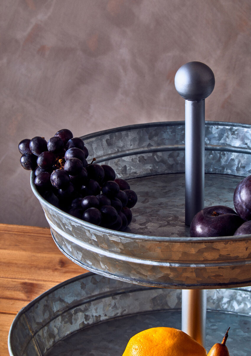 Two Tier Galvanised Steel Cake Stand