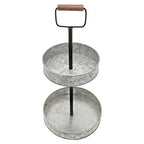 Two Tier Galvanised Steel Cake Stand with Handle