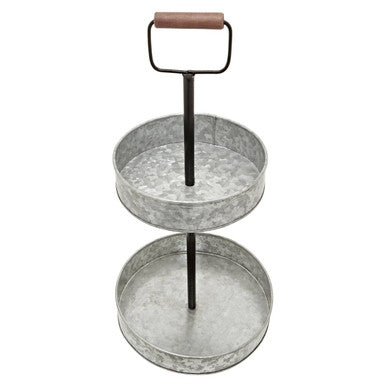 Two Tier Galvanised Steel Cake Stand with Handle