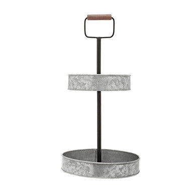 Two Tier Galvanised Steel Cake Stand with Handle