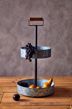 Two Tier Galvanised Steel Cake Stand with Handle