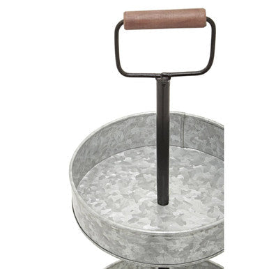 Two Tier Galvanised Steel Cake Stand with Handle