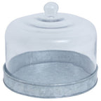 Galvanised Steel Cake Plate with Glass Dome