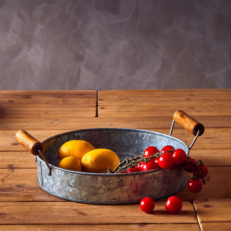 Set of Three Round Galvanised Steel Trays