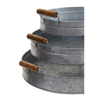 Set of Three Round Galvanised Steel Trays