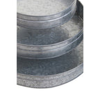 Set of Three Round Galvanised Steel Trays