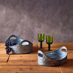 Set of Two Galvanised Steel Oval Trays