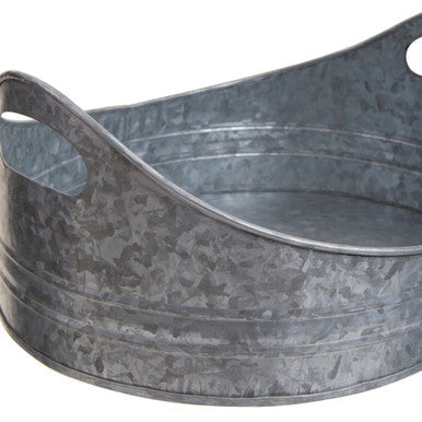 Set of Two Galvanised Steel Oval Trays