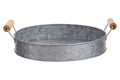 Round Galvanised Steel Tray with Wood Handles