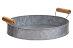 Round Galvanised Steel Tray with Wood Handles