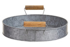 Round Galvanised Steel Tray with Wood Handles