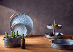 Round Galvanised Steel Tray with Wood Handles