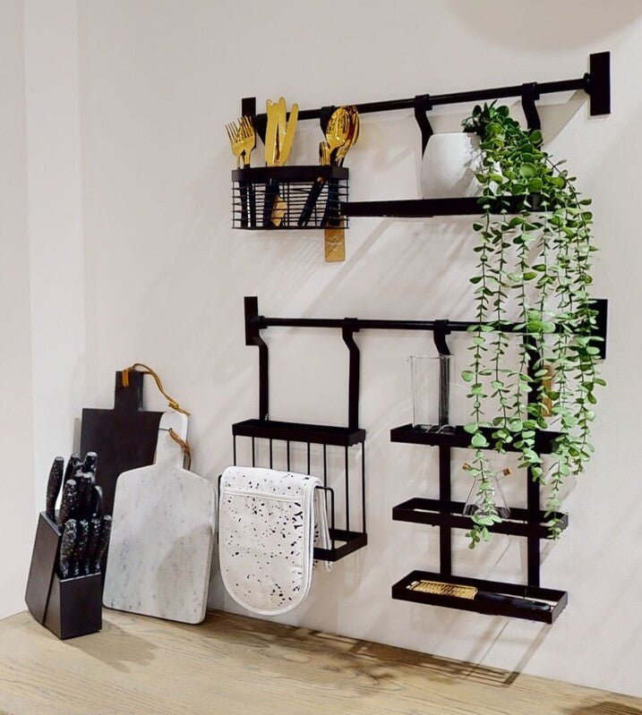 Matt Black Hanging Shelf Storage Rack