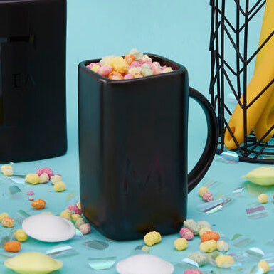 Black Glaze Mug with Text Detail