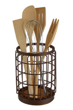 Round Bronze Coated Utensil Holder