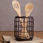 Round Bronze Coated Utensil Holder
