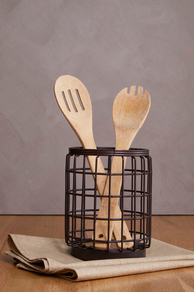 Round Bronze Coated Utensil Holder