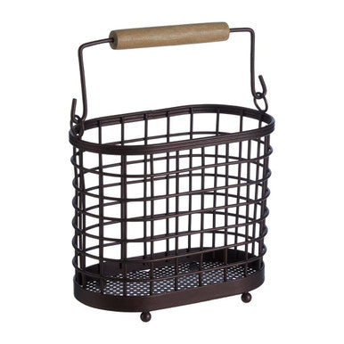 Oval Bronze Coated Utensil or Cutlery Holder