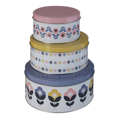 Set of Three Pastel Storage Tins