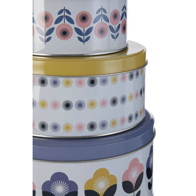 Set of Three Pastel Storage Tins