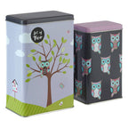 Set of 2 Happy Owls Storage Canisters