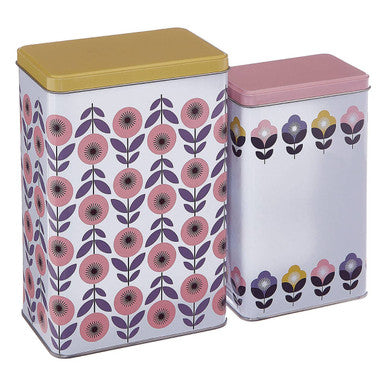 Set of 2 Floral Storage Canisters