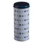 White and Blue Patterned Round Storage Canister