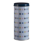 White and Blue Patterned Round Storage Canister