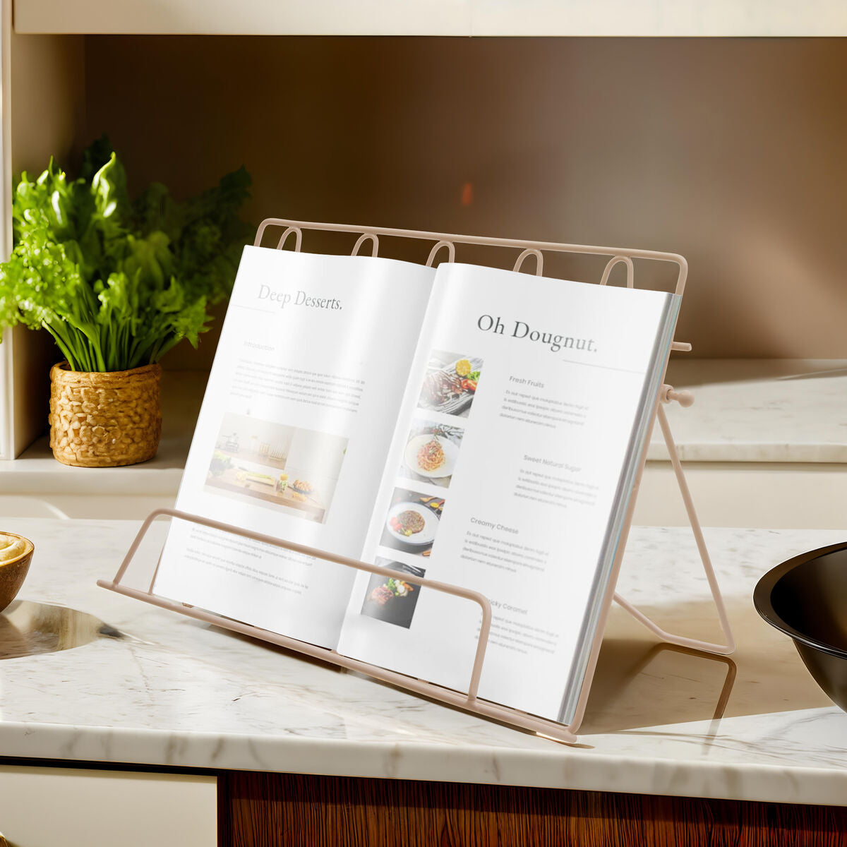 Pink Finish Cookbook Stand
