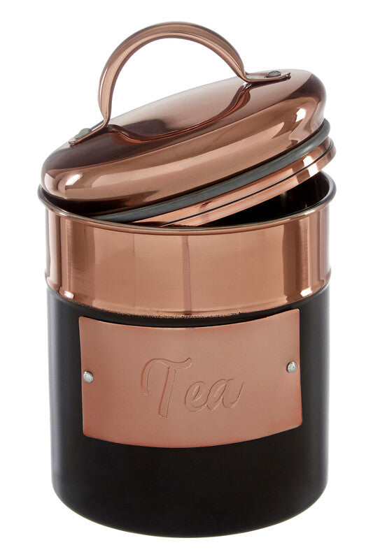 Charcoal And Copper Tea Canister